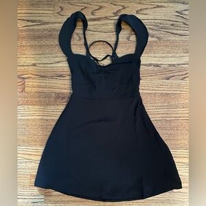 NWT Princess Polly Black Babydoll Dress Sz. 4 Flutter Sleeve Back Lace Up Sexy